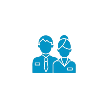 A male and female staff animation